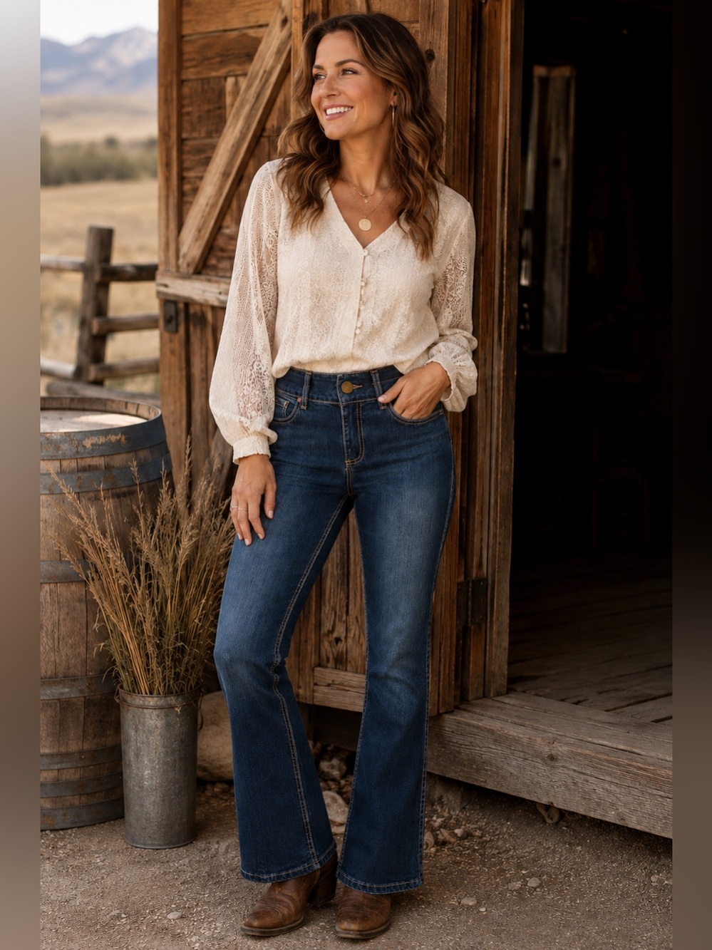 Wrangler 10MWZHS Denim Jeans Straight Bootcut Western Cowgirl Casual Size 9/10